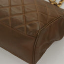 CHANEL Matelasse Chain Tote Bag Patent leather Brown Gold CC Auth 136055-14