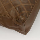 CHANEL Matelasse Chain Tote Bag Patent leather Brown Gold CC Auth 136055-15