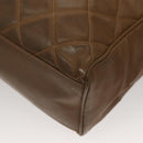 CHANEL Matelasse Chain Tote Bag Patent leather Brown Gold CC Auth 136055-16