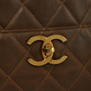 CHANEL Matelasse Chain Tote Bag Patent leather Brown Gold CC Auth 136055-18