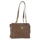CHANEL Matelasse Chain Tote Bag Lakleer Bruin Goud CC Auth 136055-1