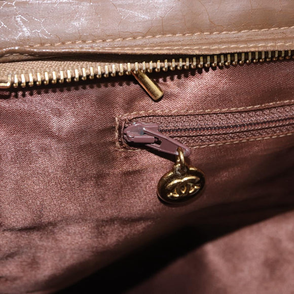 CHANEL Matelasse Chain Tote Bag Lakleer Bruin Goud CC Auth 136055