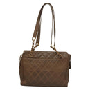 CHANEL Matelasse Chain Tote Bag Patent leather Brown Gold CC Auth 136055-2