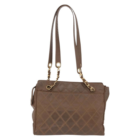 CHANEL Matelasse Chain Tote Bag Lakleer Bruin Goud CC Auth 136055