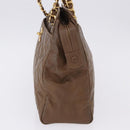 CHANEL Matelasse Chain Tote Bag Lakleer Bruin Goud CC Auth 136055-3