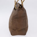 CHANEL Matelasse Chain Tote Bag Lakleer Bruin Goud CC Auth 136055-4