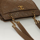 CHANEL Matelasse Chain Tote Bag Patent leather Brown Gold CC Auth 136055-6