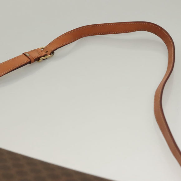 CELINE Macadam Canvas Shoulder Bag PVC Leather Brown Gold Auth 136068