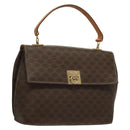 CELINE Macadam Canvas Hand Bag PVC Leather Brown Gold Auth 136069-1