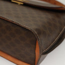CELINE Macadam Canvas Hand Bag PVC Leather Brown Gold Auth 136069-9