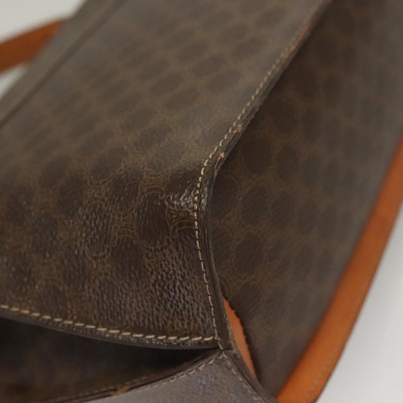 CELINE Macadam Canvas Hand Bag PVC Leather Brown Gold Auth 136069