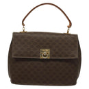 CELINE Macadam Canvas Hand Bag PVC Leather Brown Gold Auth 136069-13