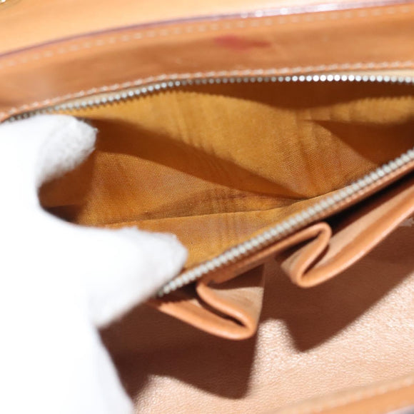 CELINE Macadam Canvas Hand Bag PVC Leather Brown Gold Auth 136069