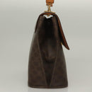 CELINE Macadam Canvas Hand Bag PVC Leather Brown Gold Auth 136069-4