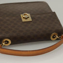 CELINE Macadam Canvas Hand Bag PVC Leather Brown Gold Auth 136069-7