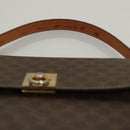 CELINE Macadam Canvas Hand Bag PVC Leather Brown Gold Auth 136069-8