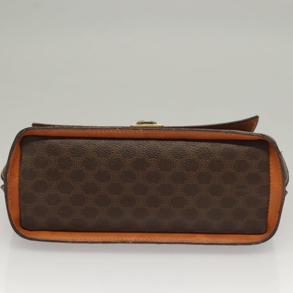 CELINE Macadam Canvas Hand Bag PVC Leather Brown Gold Auth 136069