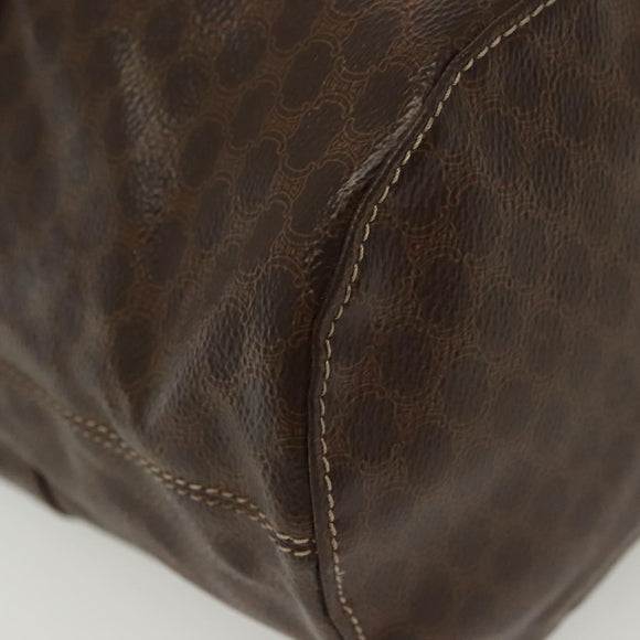 CELINE Macadam Canvas Shoulder Bag PVC Leather Brown Gold Auth 136070