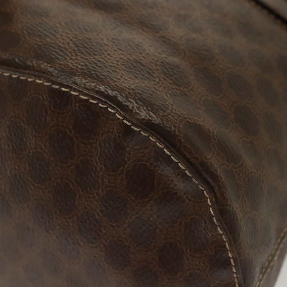 CELINE Macadam Canvas Shoulder Bag PVC Leather Brown Gold Auth 136070