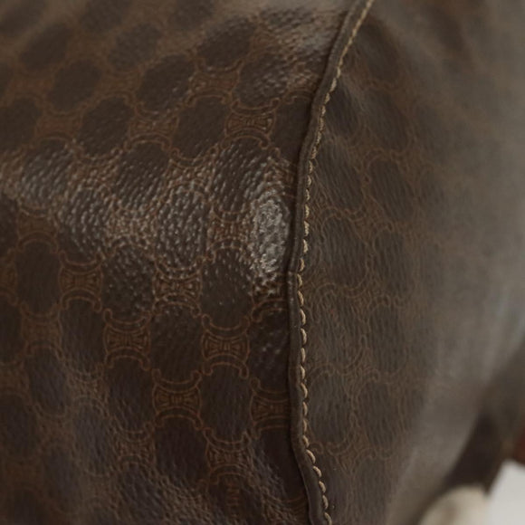 CELINE Macadam Canvas Shoulder Bag PVC Leather Brown Gold Auth 136070