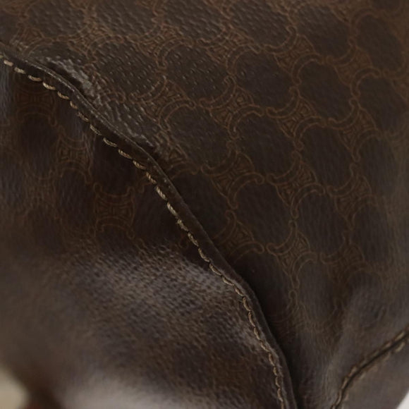 CELINE Macadam Canvas Shoulder Bag PVC Leather Brown Gold Auth 136070