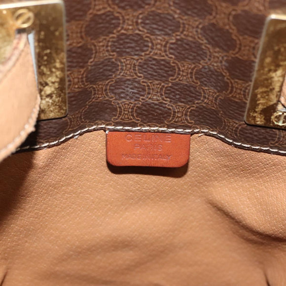 CELINE Macadam Canvas Shoulder Bag PVC Leather Brown Gold Auth 136070