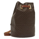 CELINE Macadam Canvas Shoulder Bag PVC Leather Brown Gold Auth 136070-1