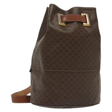 CELINE Macadam Canvas Shoulder Bag PVC Leather Brown Gold Auth 136070