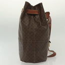 CELINE Macadam Canvas Shoulder Bag PVC Leather Brown Gold Auth 136070-4