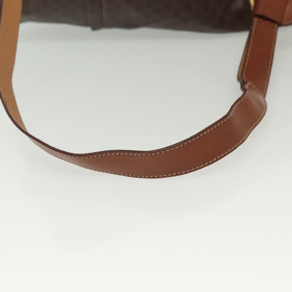 CELINE Macadam Canvas Shoulder Bag PVC Leather Brown Gold Auth 136070