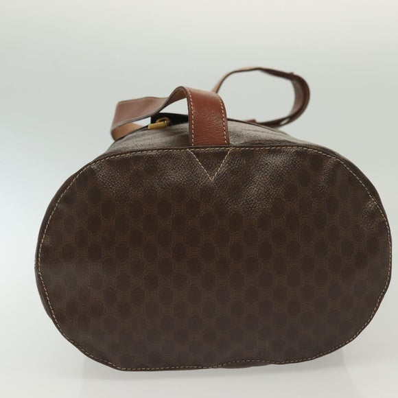 CELINE Macadam Canvas Shoulder Bag PVC Leather Brown Gold Auth 136070