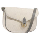 Christian Dior Honeycomb Canvas Shoulder Bag PVC White Gold Auth 136076-1