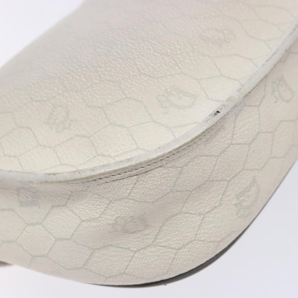 Christian Dior Honeycomb Canvas Shoulder Bag PVC White Gold Auth 136076