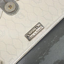 Christian Dior Honeycomb Canvas Shoulder Bag PVC White Gold Auth 136076-17