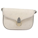 Christian Dior Honeycomb Canvas Shoulder Bag PVC White Gold Auth 136076-2
