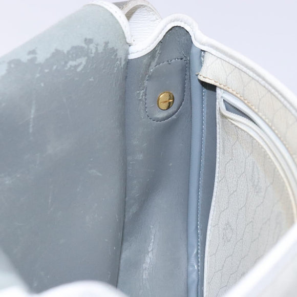 Christian Dior Honeycomb Canvas Shoulder Bag PVC White Gold Auth 136076