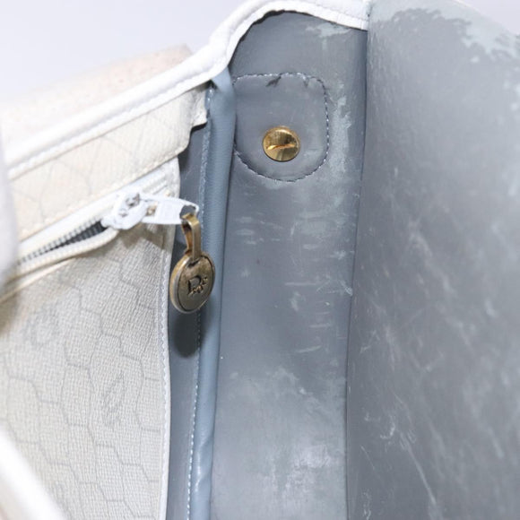 Christian Dior Honeycomb Canvas Shoulder Bag PVC White Gold Auth 136076