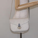 Christian Dior Honeycomb Canvas Shoulder Bag PVC White Gold Auth 136076-24