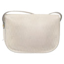 Christian Dior Honeycomb Canvas Shoulder Bag PVC White Gold Auth 136076-3