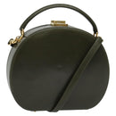 GUCCI Hand Bag Leather 2way Green Gold Auth 136078-1
