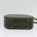 GUCCI Hand Bag Leather 2way Green Gold Auth 136078-11