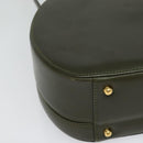 GUCCI Hand Bag Leather 2way Green Gold Auth 136078-12