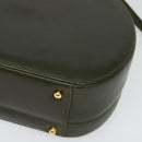 GUCCI Hand Bag Leather 2way Green Gold Auth 136078-13