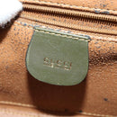 GUCCI Hand Bag Leather 2way Green Gold Auth 136078-16