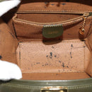 GUCCI Hand Bag Leather 2way Green Gold Auth 136078-17