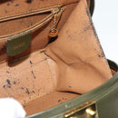 GUCCI Hand Bag Leather 2way Green Gold Auth 136078-18