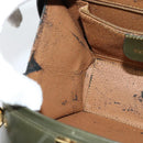 GUCCI Hand Bag Leather 2way Green Gold Auth 136078-19