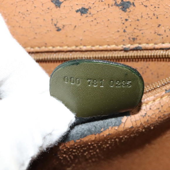 GUCCI Hand Bag Leather 2way Green Gold Auth 136078