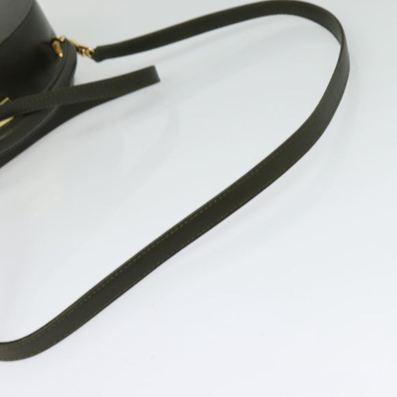 GUCCI Hand Bag Leather 2way Green Gold Auth 136078