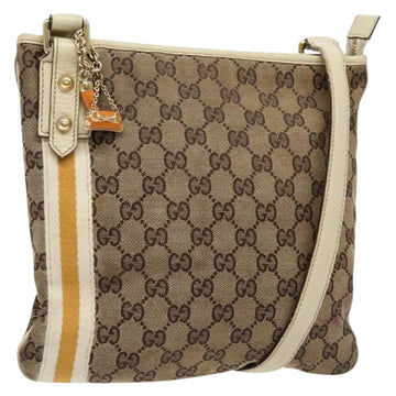 GUCCI GG Canvas Sherry Line Shoulder Bag Beige Gold 144388 Auth 136079